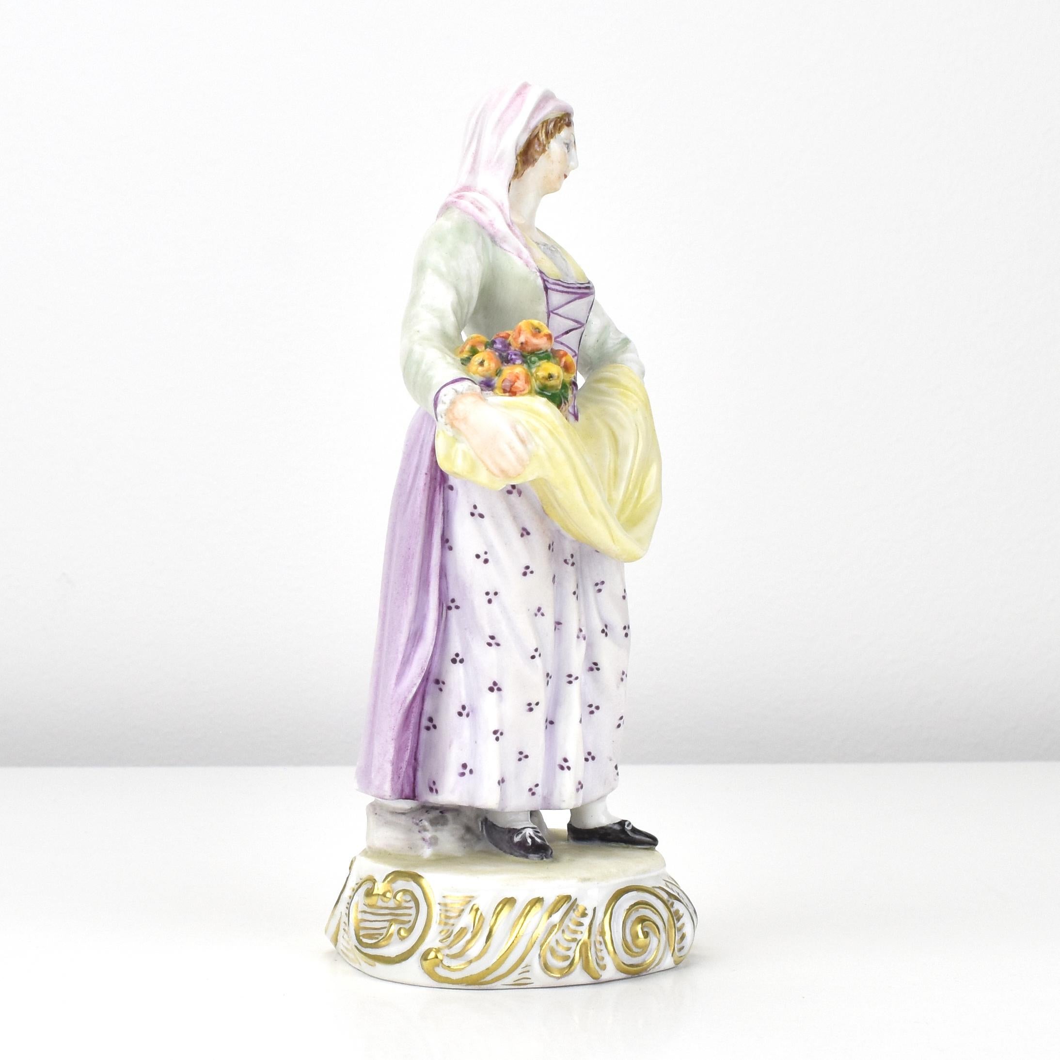 Late 20th Century Ginori Porcelain Figurine Trio with Floral Baskets