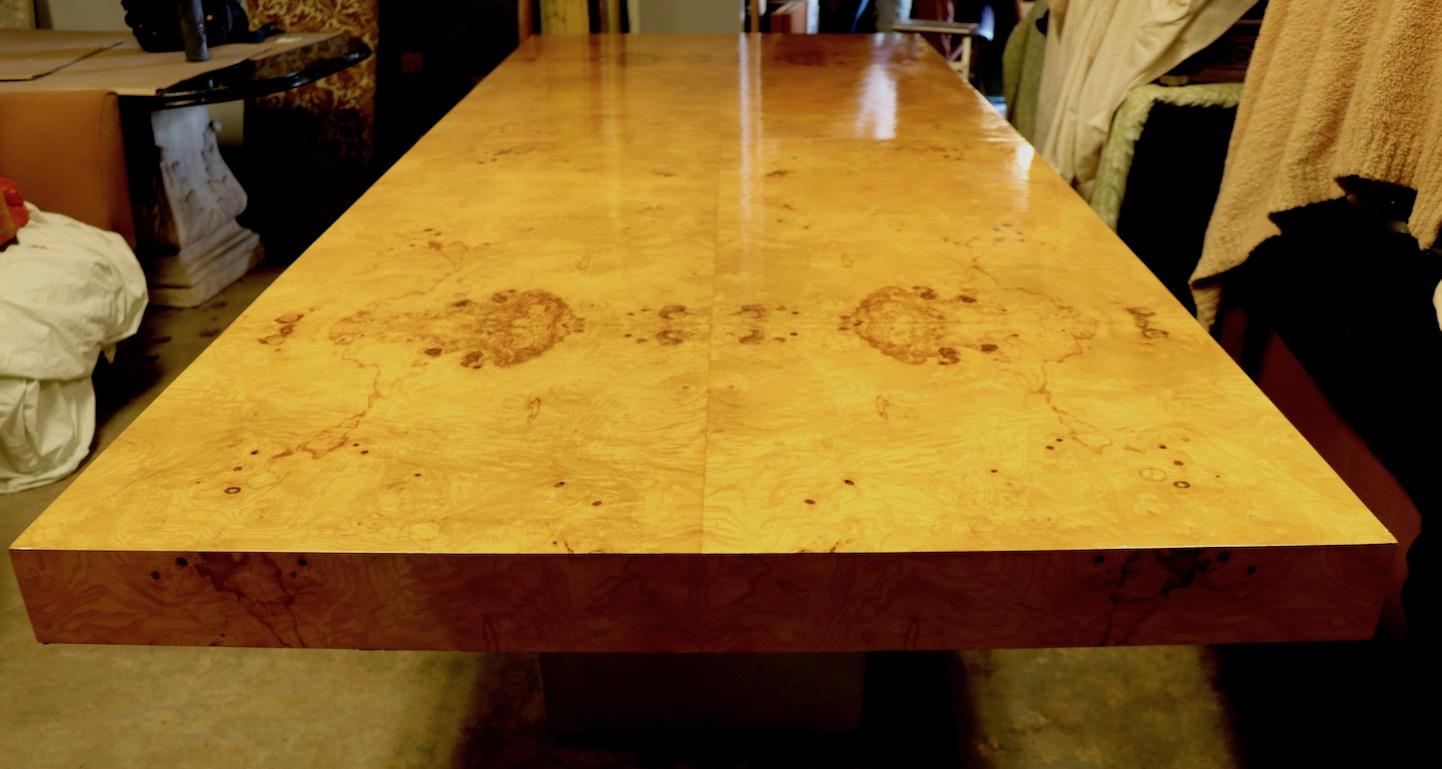 American Ginormous Burl Top Conference Dining Table after Baughman For Sale