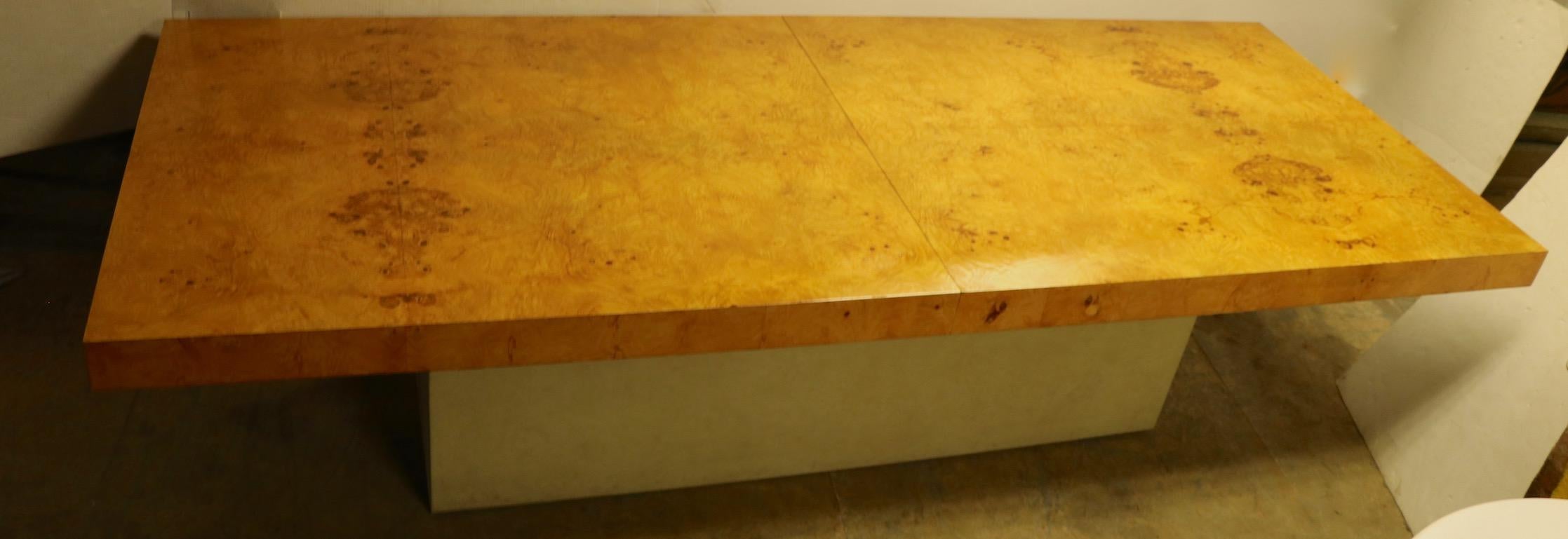 Upholstery Ginormous Burl Top Conference Dining Table after Baughman For Sale