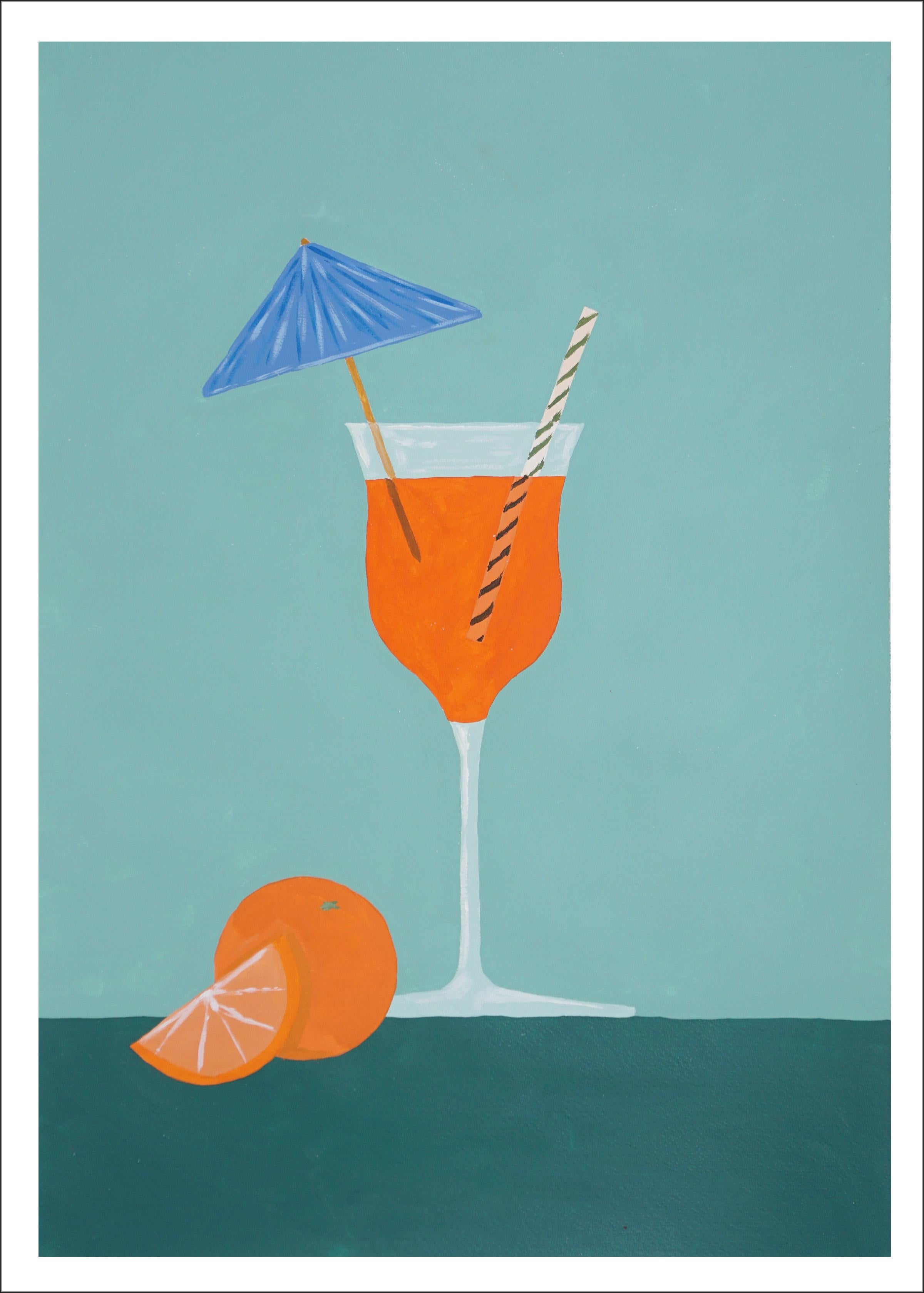 Aperol Spritz mit Orange, Minimalistisches Modernes Stillleben Italienischer Lebensstil, Papier