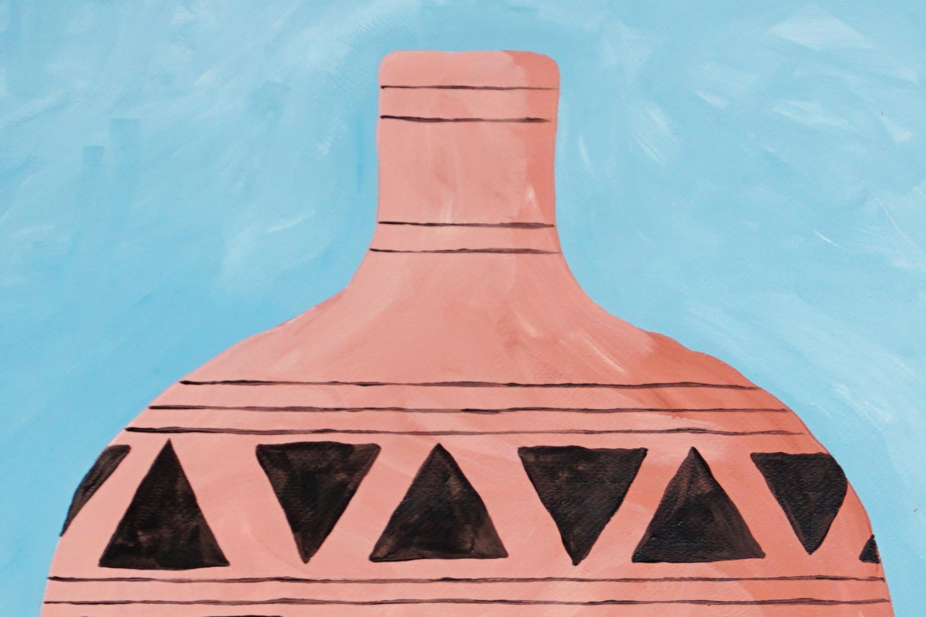 Dittico di vasi greci arcaici, vaso con motivi in ceramica, pittura acrilica su carta in vendita 3