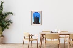 Backlit Window, Figurative Italian Still Life, Black Bottles Silhouette on Paper
