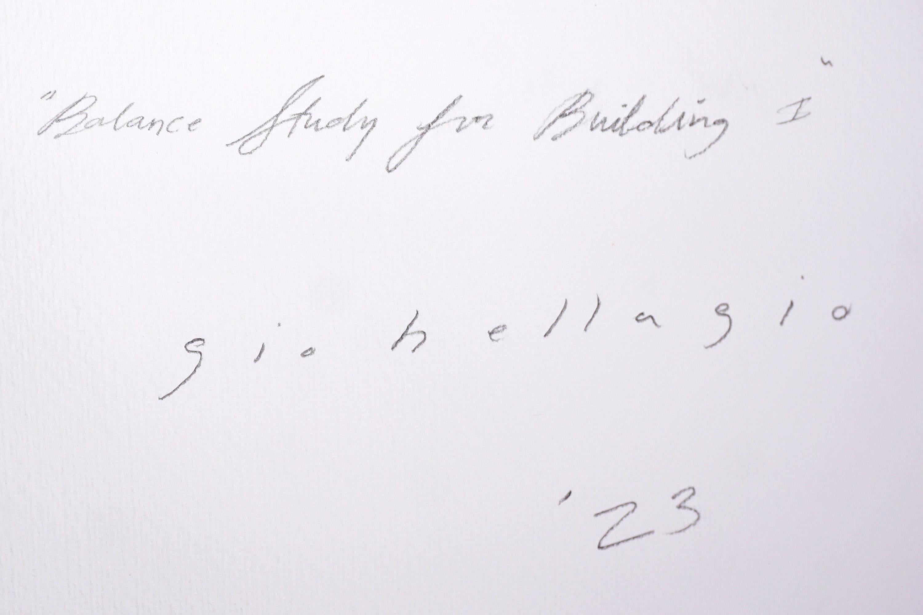 Balance Study for Building, Gray Tones, Red Geometric Architecture, Still Life 2