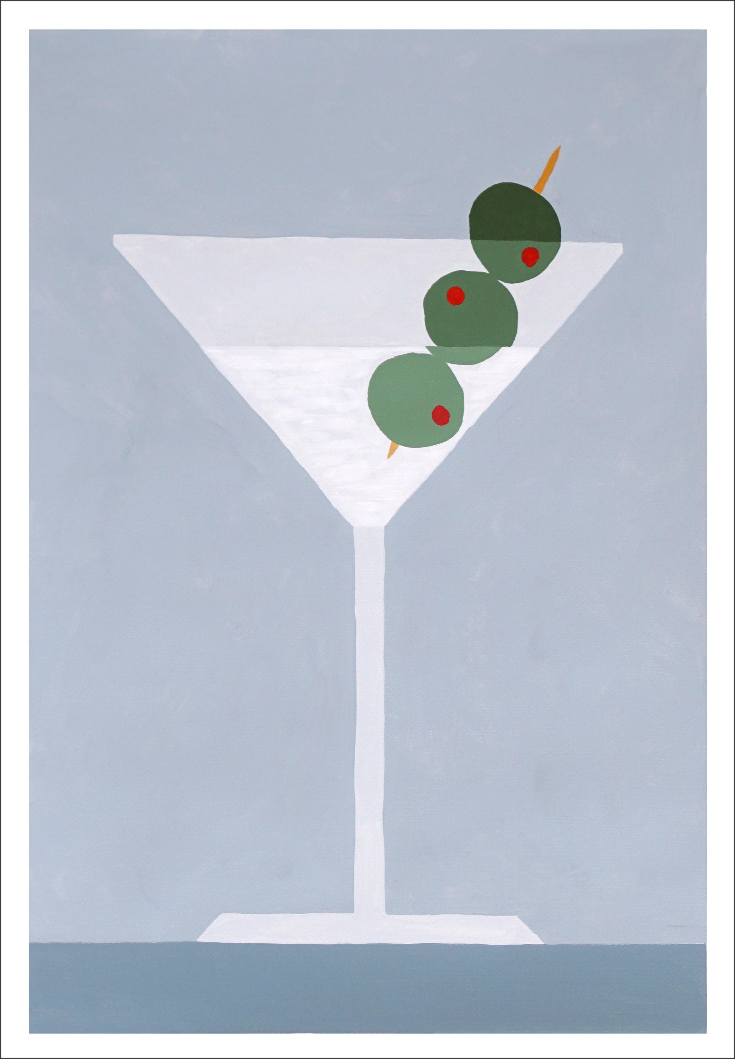 Gio Bellagio Still-Life Painting - Dirty Martini, Contemporary Still Life, Italian Food, Slate Gray, Beverage  