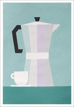 Italian Coffee Maker, Geen Tones, Gray Hue, Modern Still Life, Used Espresso