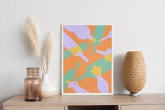 Purple and Green Falling Bottles, Silhouette Patterns Transparencies Pastel Tone