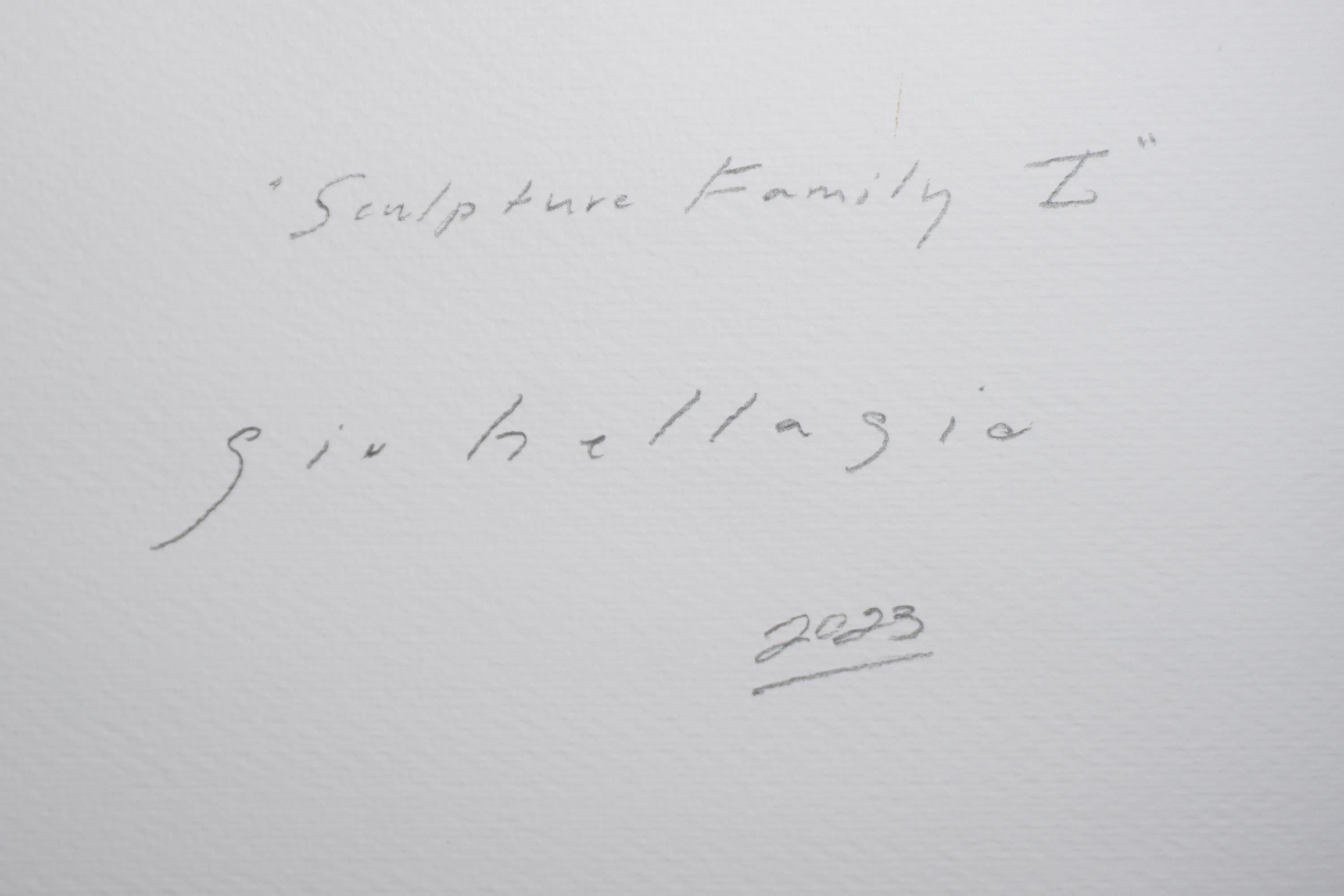 Family Sculpture, Diptyque de natures mortes abstraites, objets aux tons terreux, mauves, vert 7