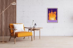 Sunset Bottle Collection, Vertical Painting Still Life, Orange Display on Paper