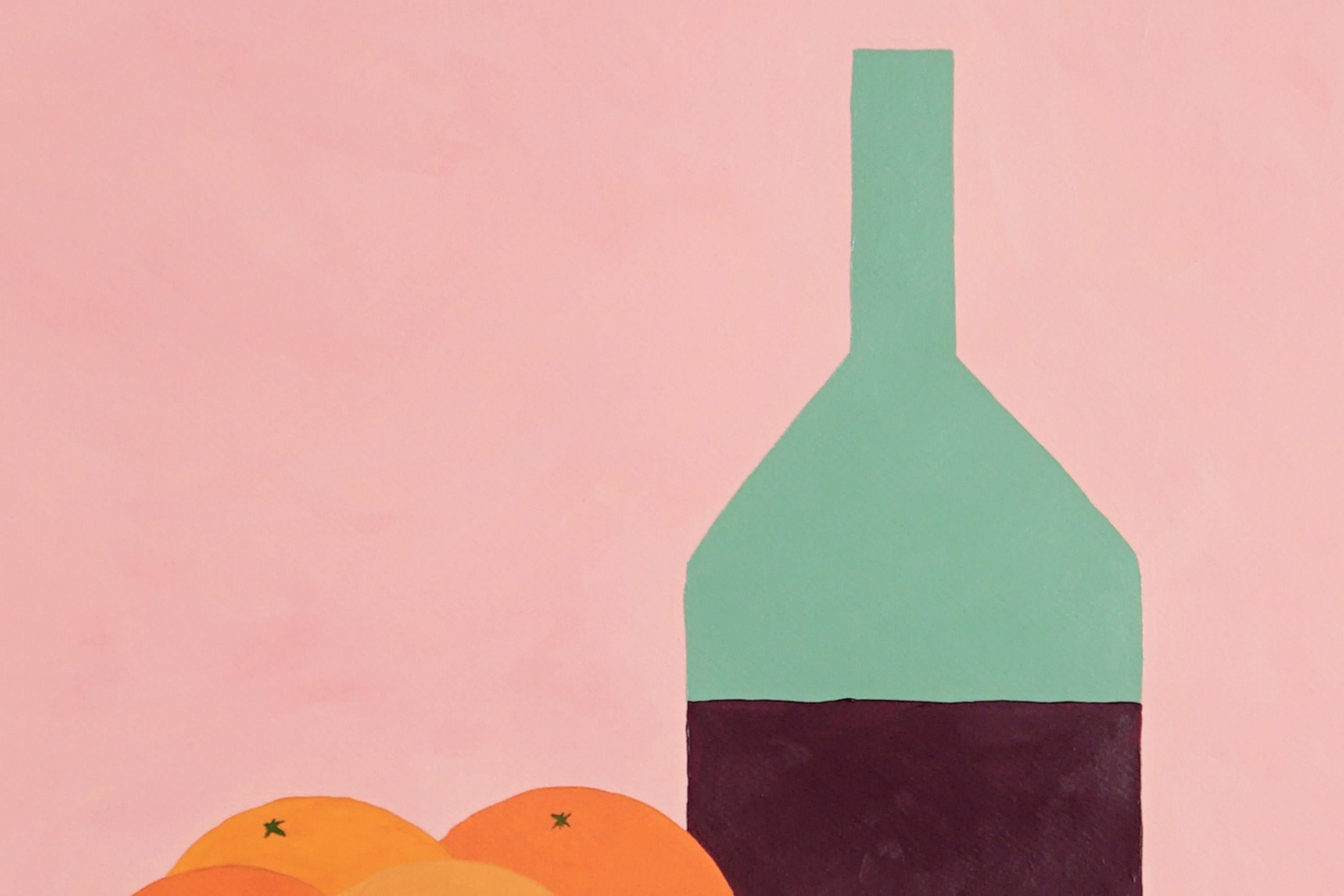 Tuscany Style Still Life of Oranges and Wine, Fruit Bowl and Bottle Pink Kitchen 2