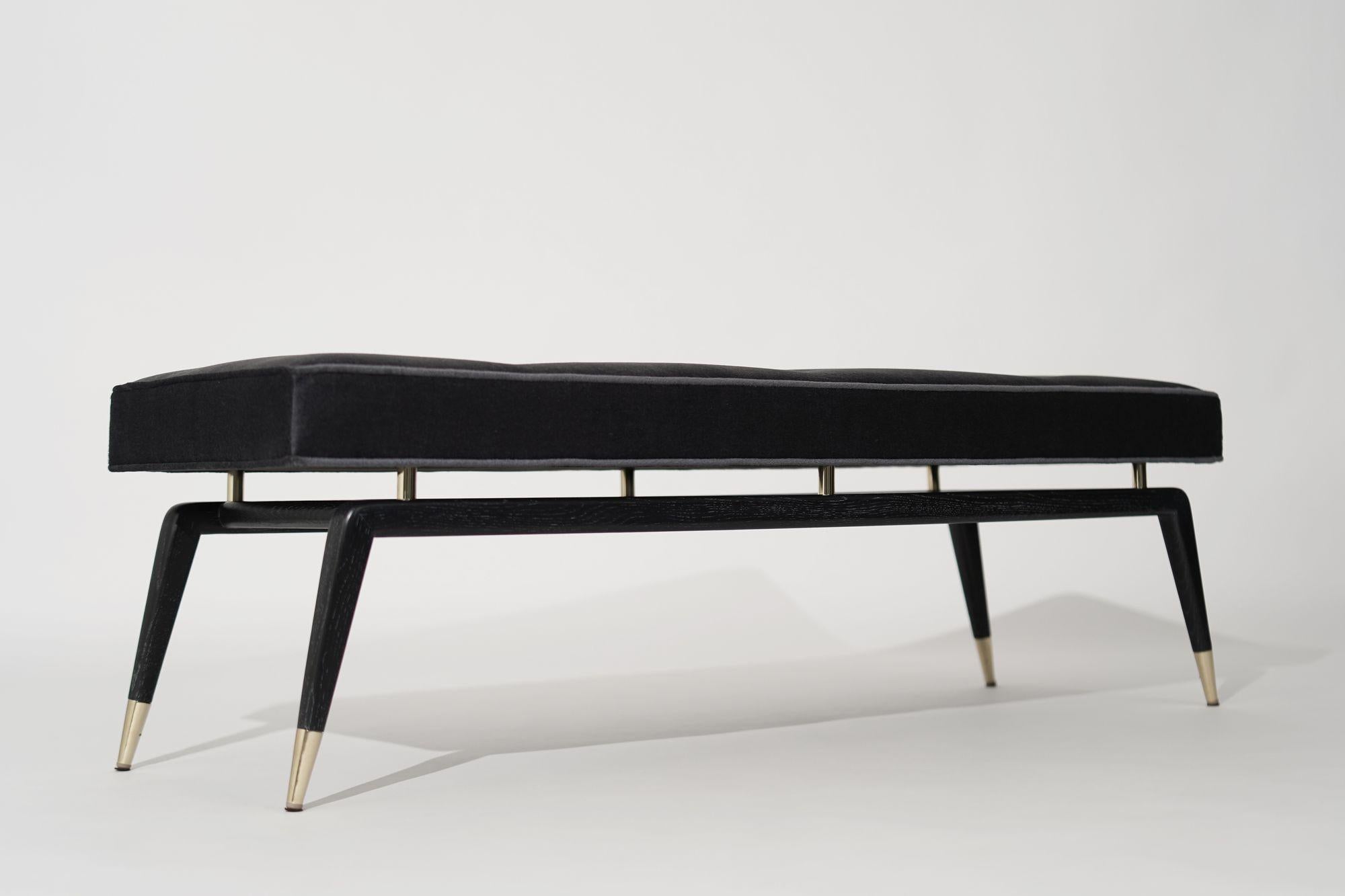 American Gio Bench in Cerused Oak and Brass by Stamford Modern