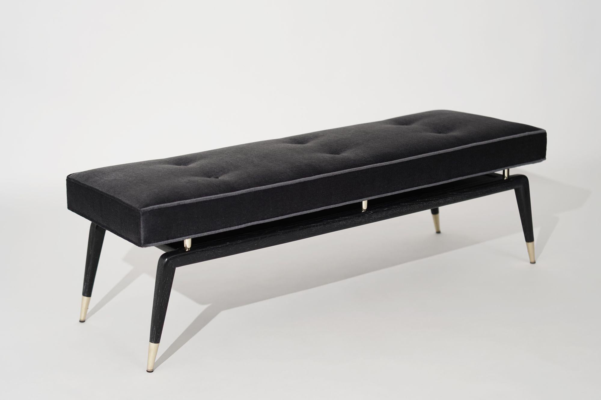 Gio Bench in Cerused Oak and Brass by Stamford Modern In Excellent Condition In Westport, CT