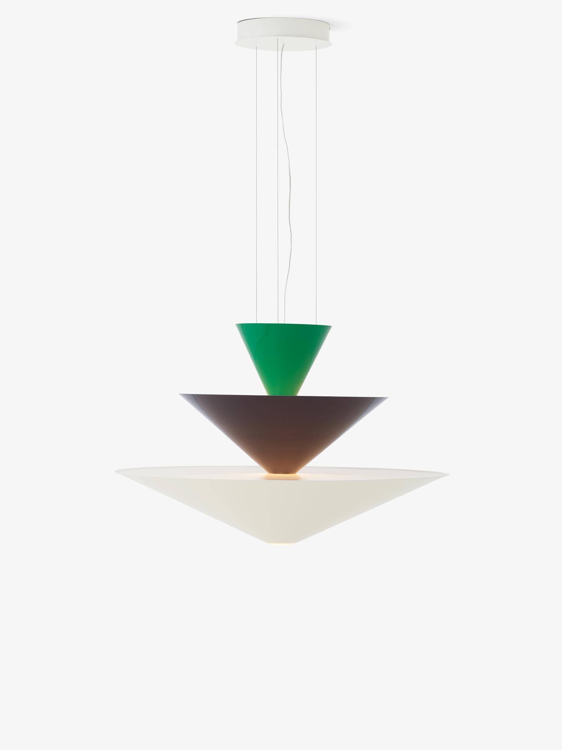 Scandinavian Modern Gio Chandelier LN15,  Signal Green, Deep Blue and Ecru White, by Luca Nichetto For Sale