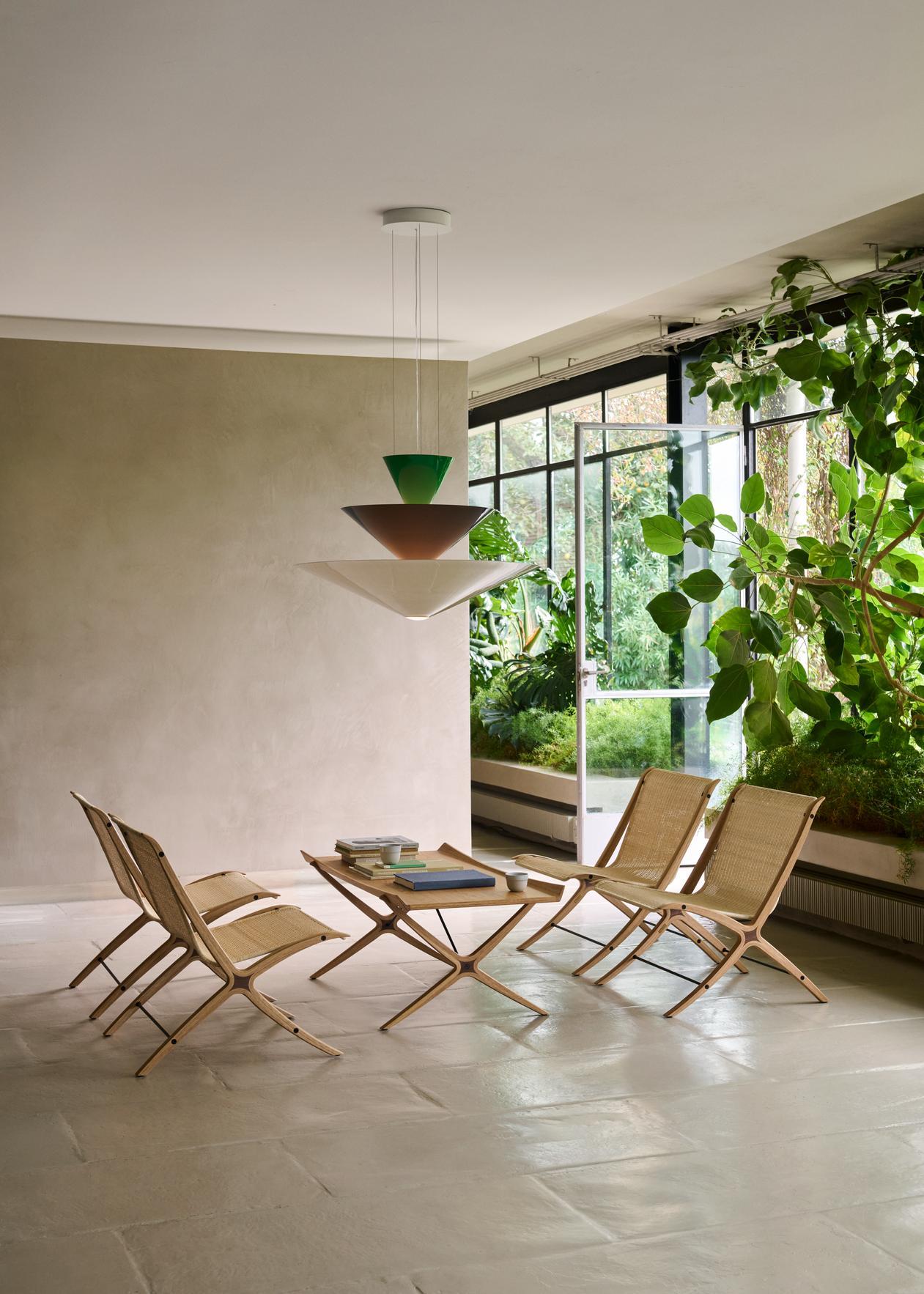 Gio Chandelier LN15,  Signal Green, Deep Blue and Ecru White, by Luca Nichetto For Sale 2