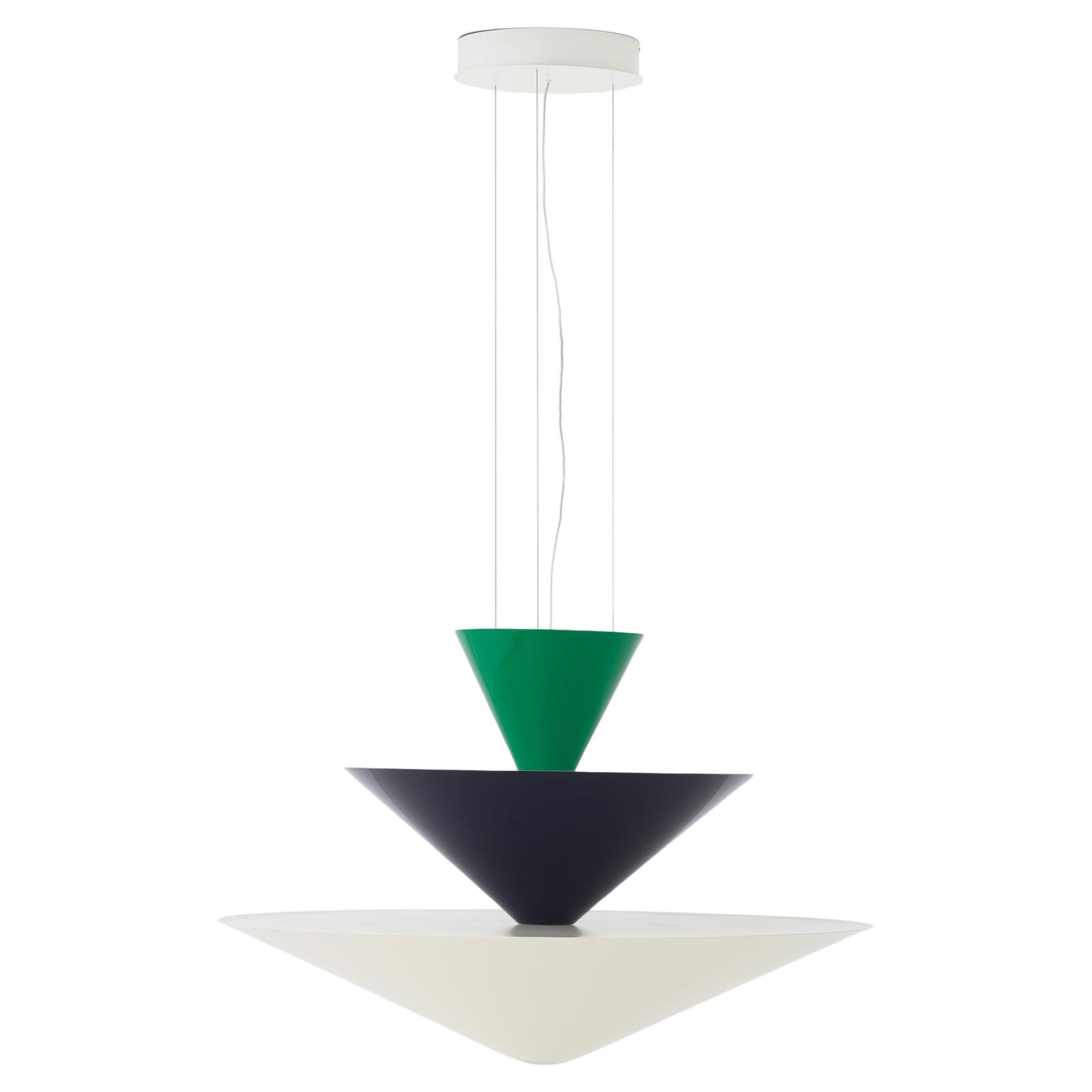 Gio Chandelier LN15,  Signal Green, Deep Blue and Ecru White, by Luca Nichetto For Sale