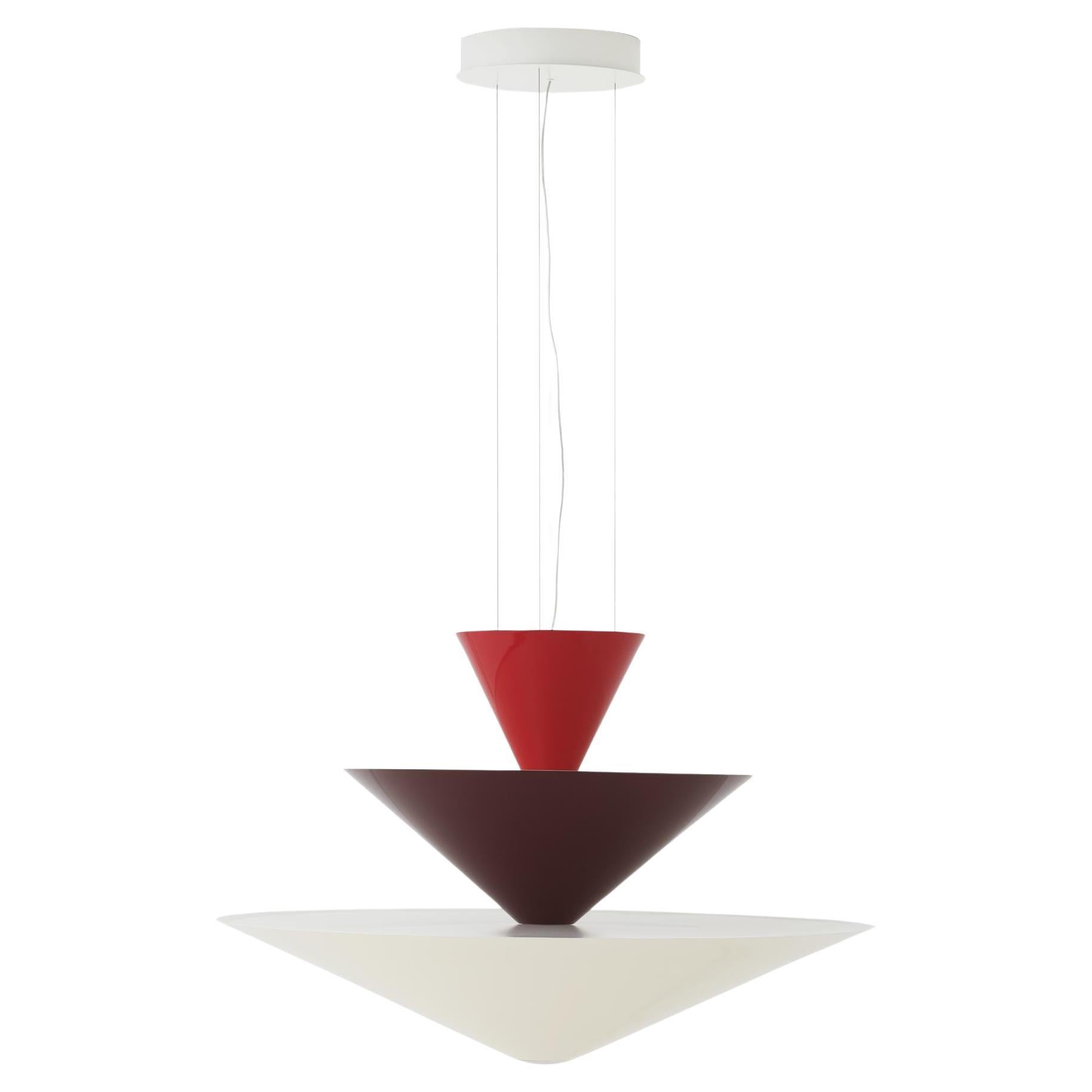 Lustre Gio LN15, rouge vermilion, bourgogne foncé et blanc écru, par Luca Nichetto en vente