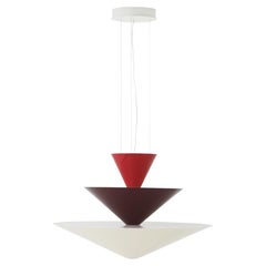 Lustre Gio LN15, rouge vermilion, bourgogne foncé et blanc écru, par Luca Nichetto
