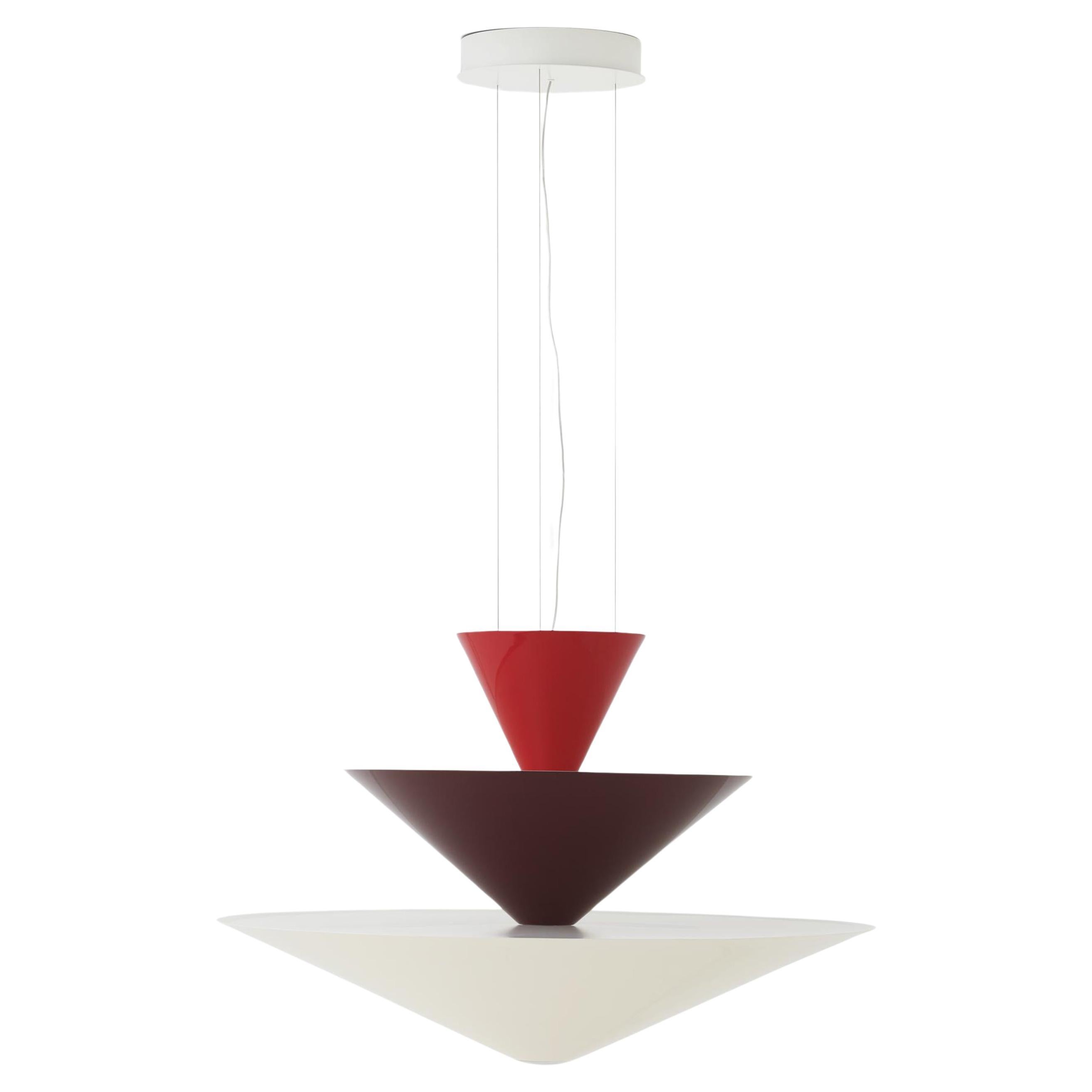 Lampadario Gio LN15, rosso vermiglio, borgogna scuro e bianco ecrù, di Luca Nichetto in vendita