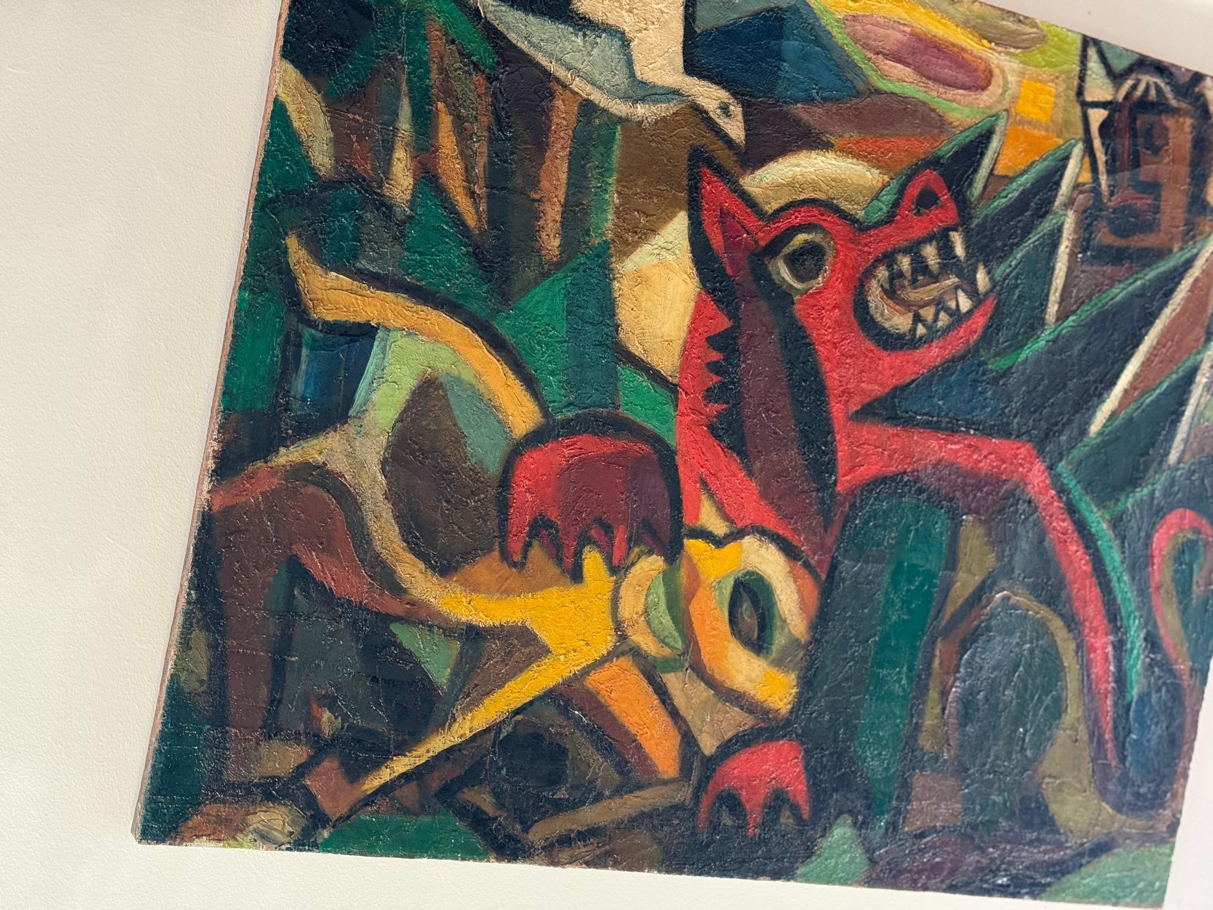 Gio Colucci - El animal rojo - Óleo sobre lienzo Europeo en venta