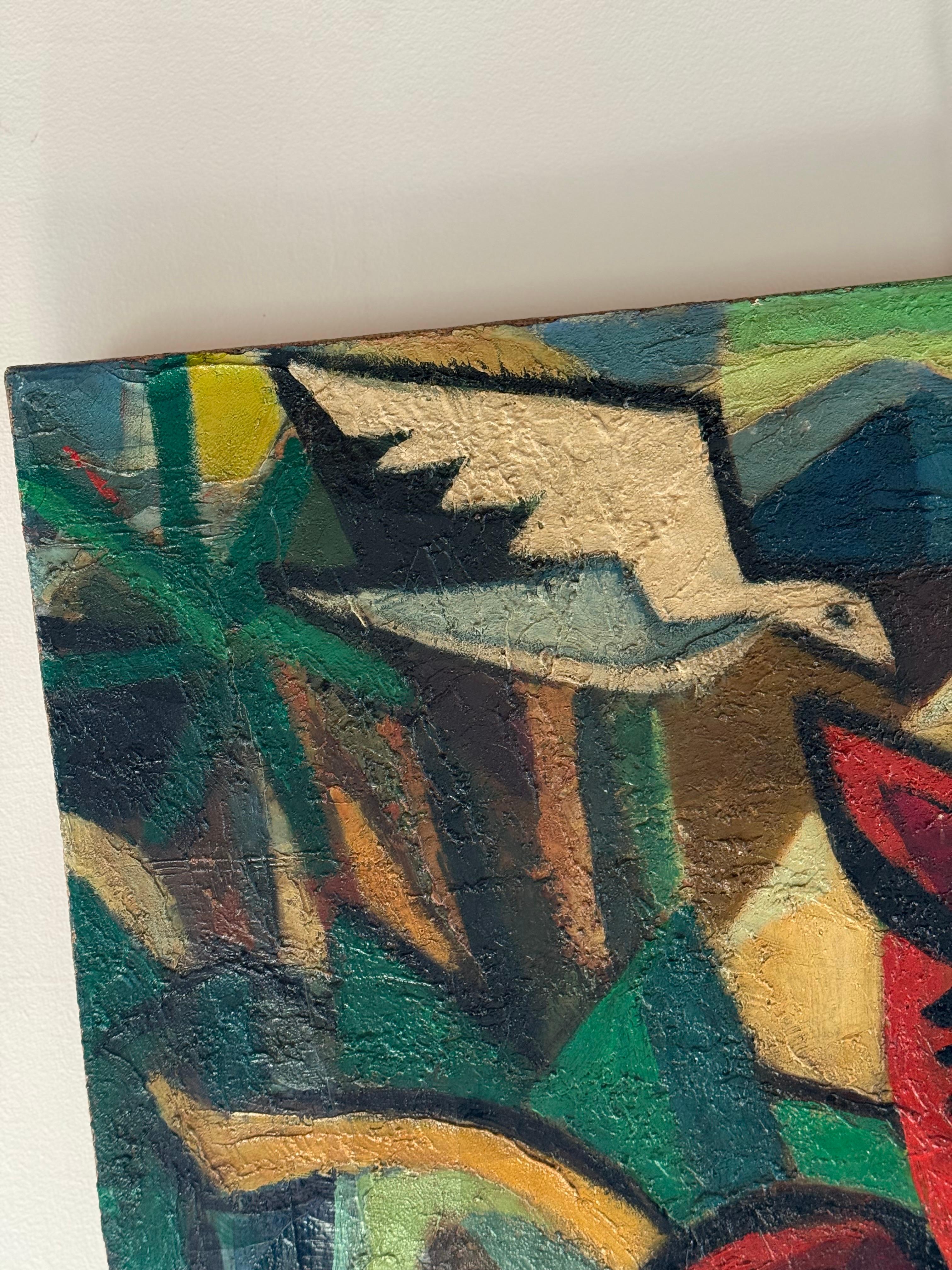 Gio Colucci - El animal rojo - Óleo sobre lienzo mediados del siglo XX en venta