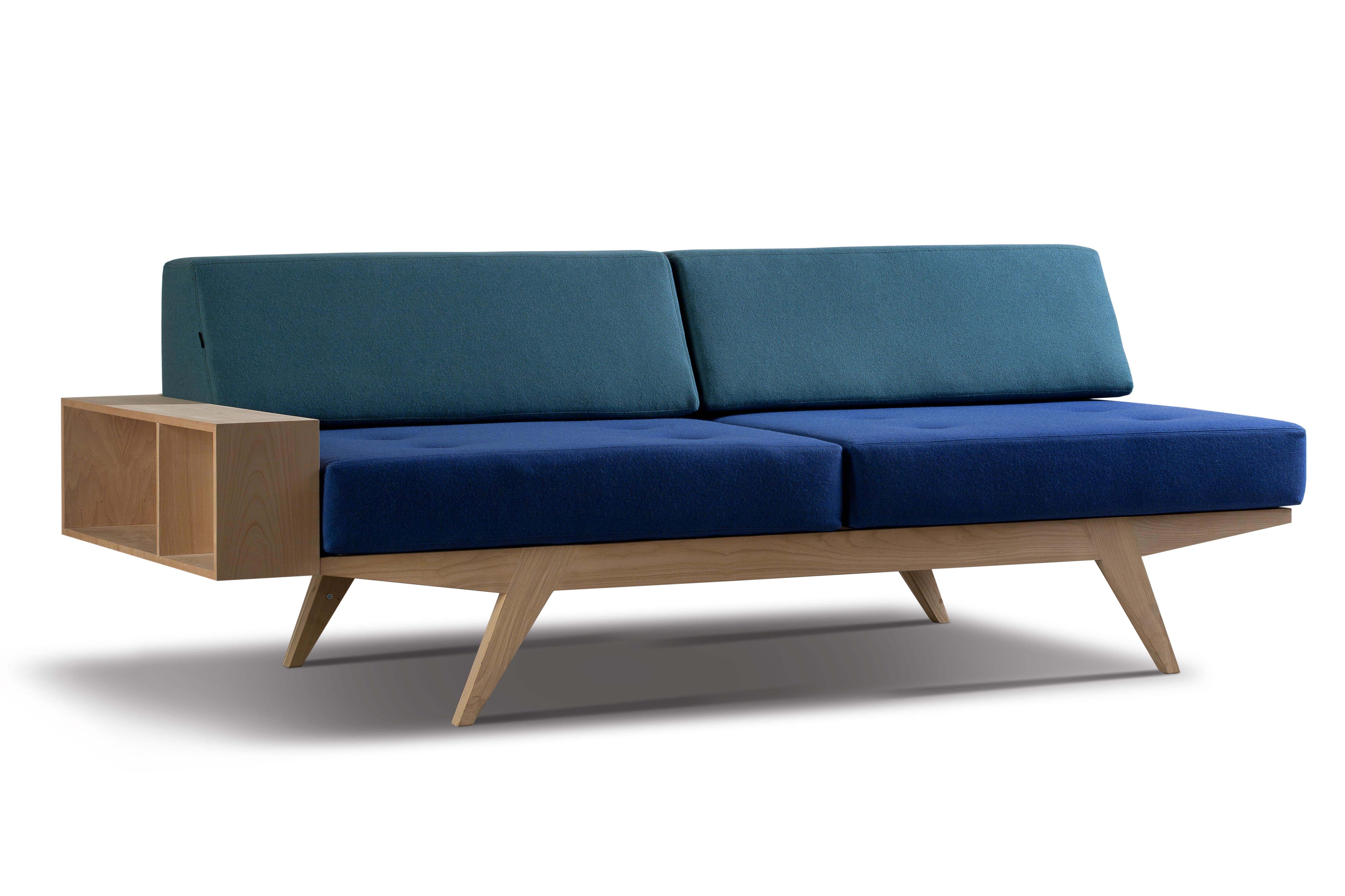Italian Gio' Contemporary Sofa Bed Made of Solid Cherrywood For Sale