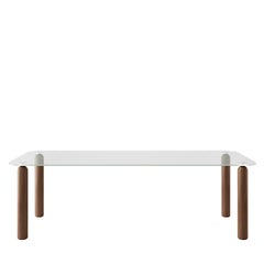 Tavolo da pranzo Gio in vetro e legno di noce di Norberto Delfinetti