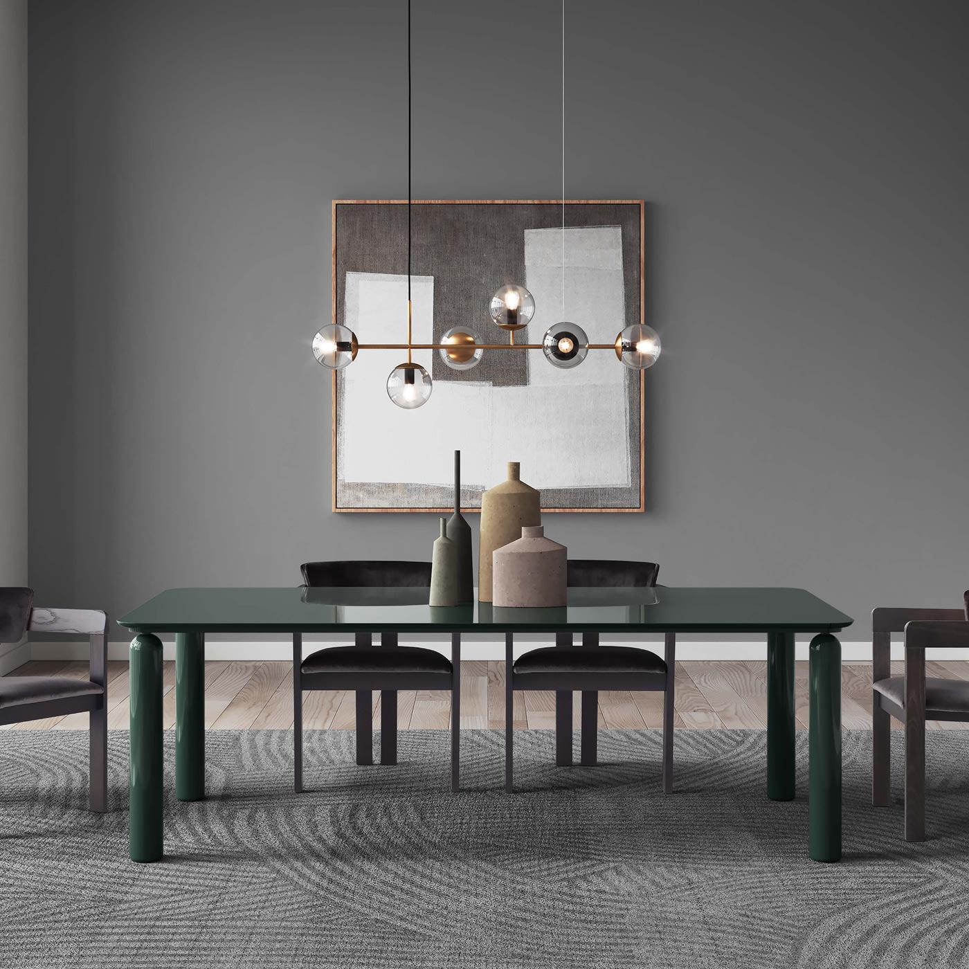 Contemporary Gio Green Walnut Wood Dining Table by Norberto Delfinetti For Sale