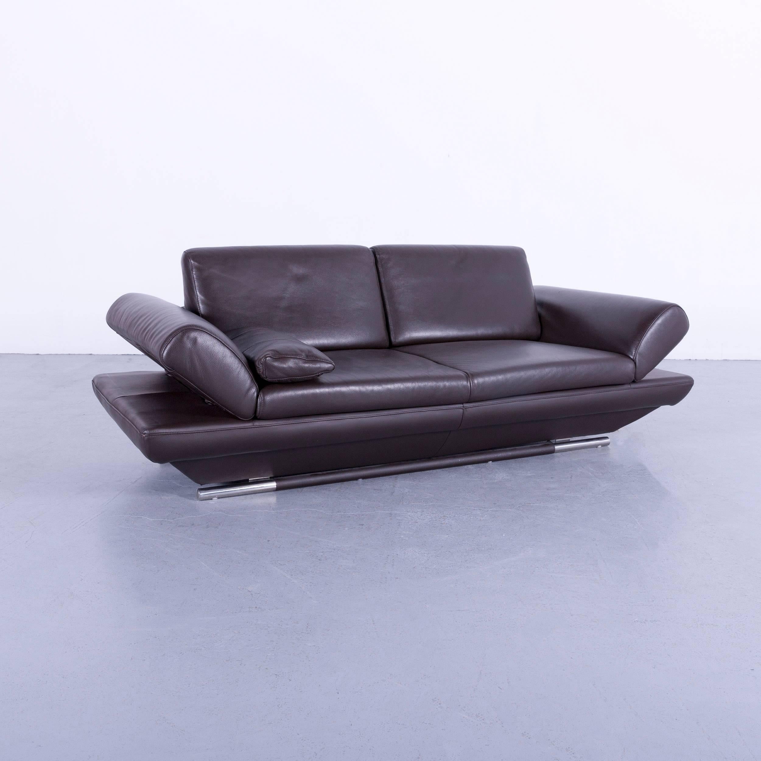 German Gio Mano Leather Sofa Brown Two-Seat Function Couch