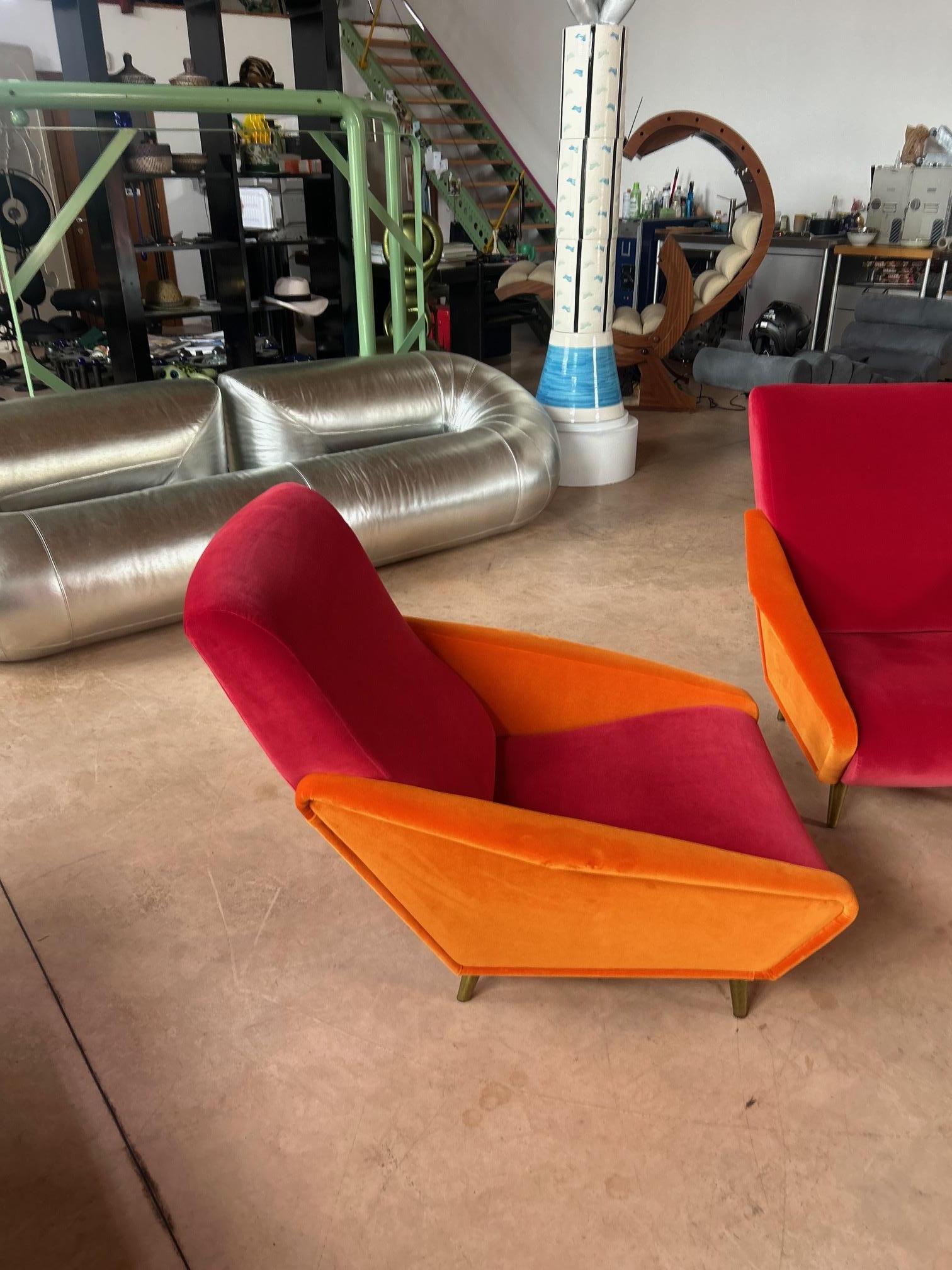 Gio Pionti 807 Distex armchairs Lelievre Paris velvet in vendita 3