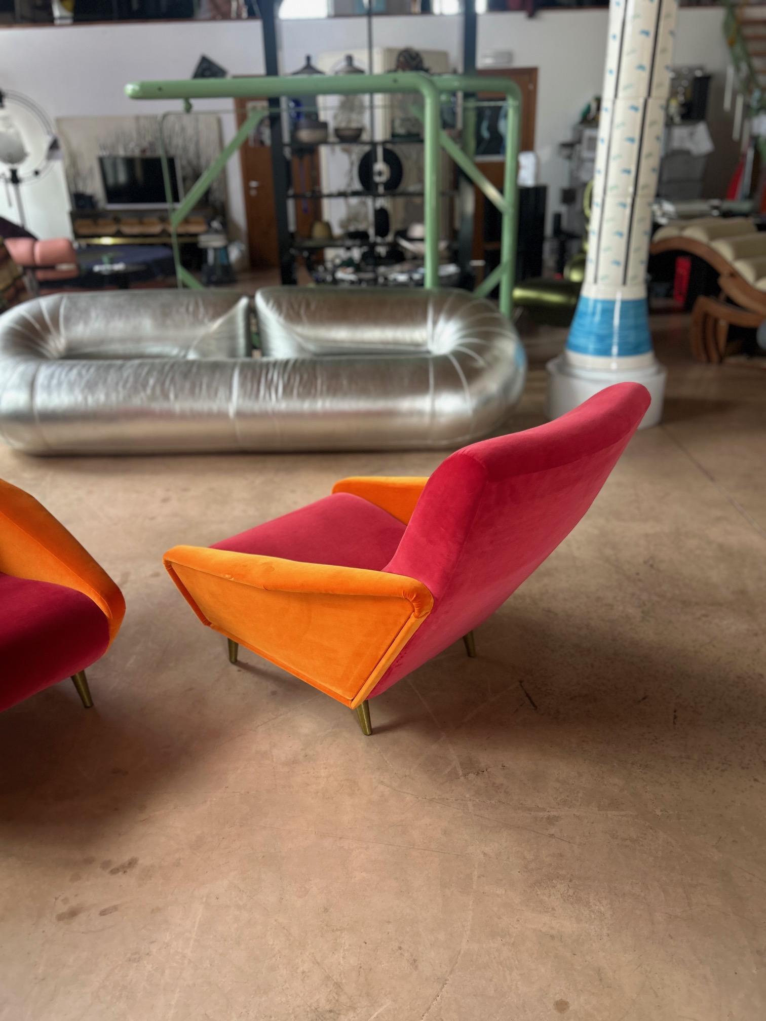 Gio Pionti 807 Distex armchairs Lelievre Paris velvet in vendita 5