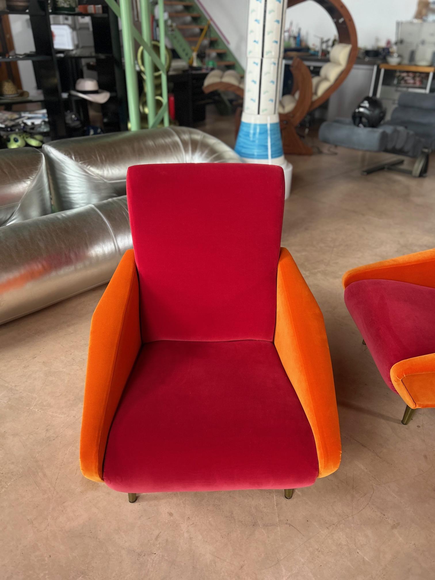 Gio Pionti 807 Distex armchairs Lelievre Paris velvet in vendita 6