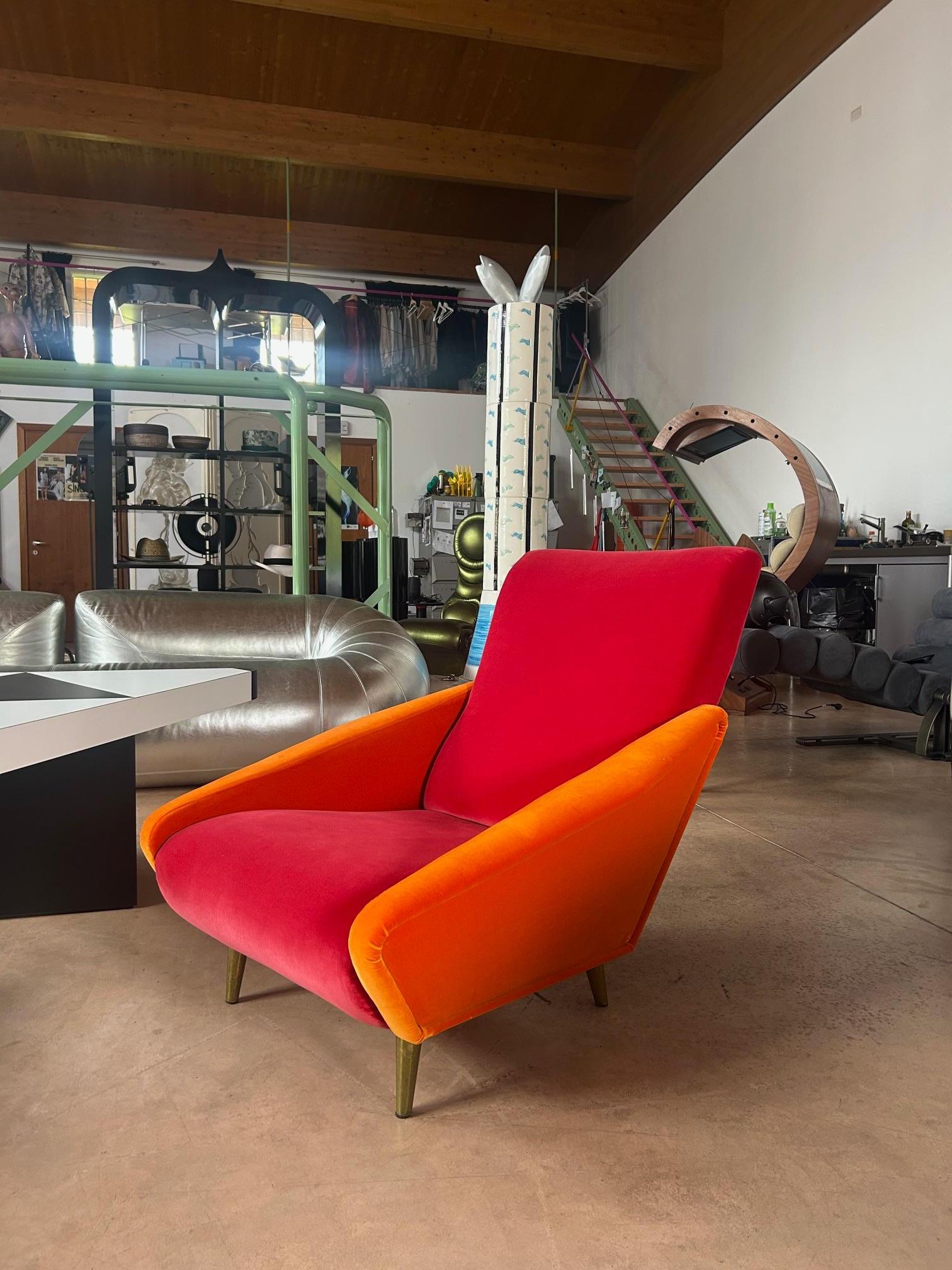 Gio Pionti 807 Distex armchairs Lelievre Paris velvet in vendita 9