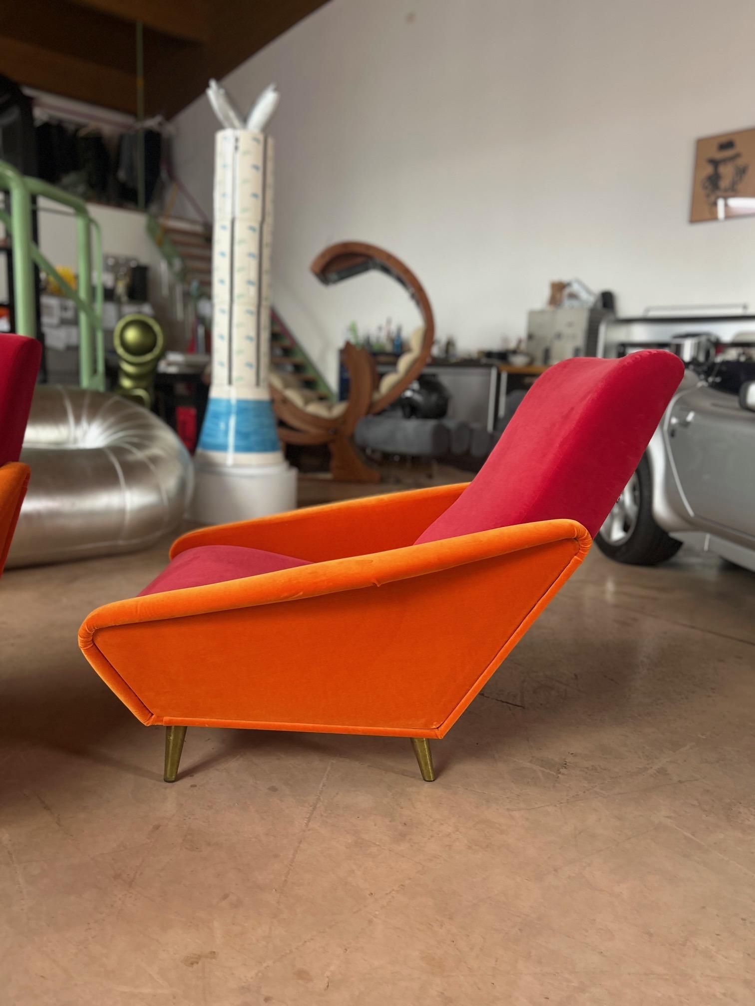 Gio Pionti 807 Distex armchairs Lelievre Paris velvet in vendita 10
