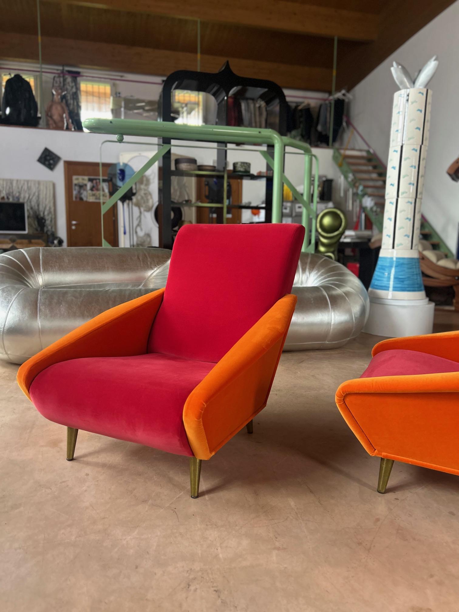 Gio Pionti 807 Distex armchairs Lelievre Paris velvet in vendita 11