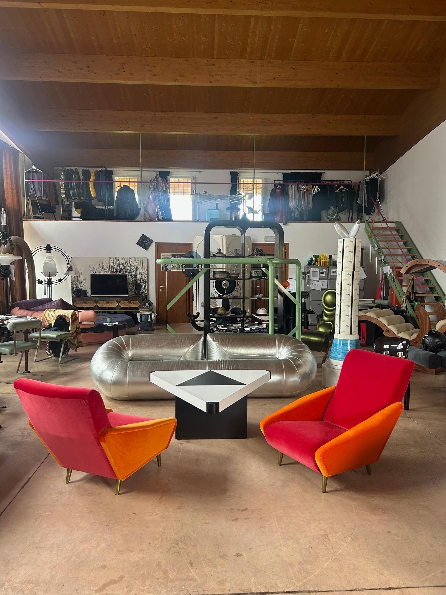 Mid-Century moderno Gio Pionti 807 Distex armchairs Lelievre Paris velvet in vendita