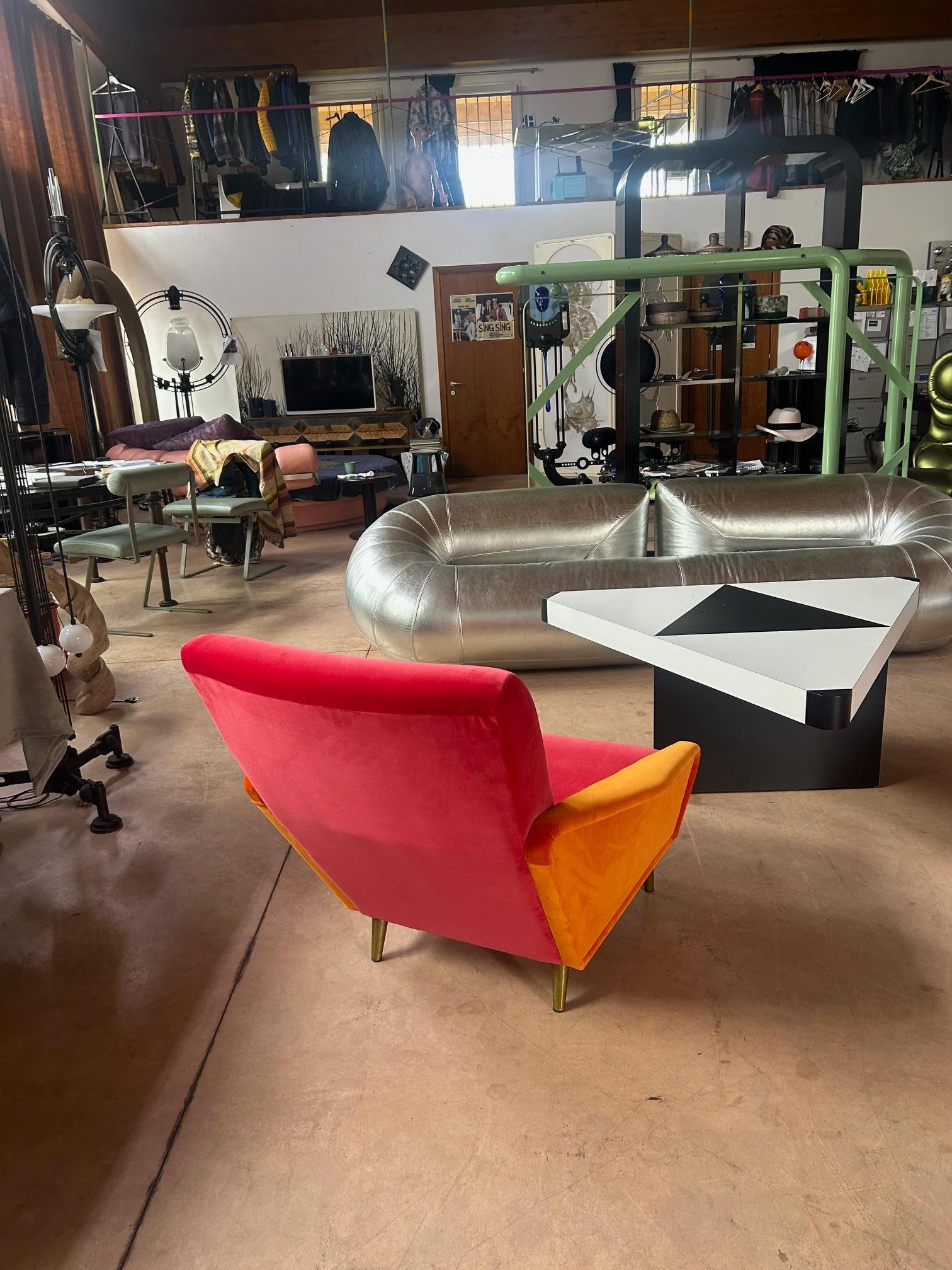 Italian Gio Pionti 807 Distex armchairs Lelievre Paris velvet in vendita