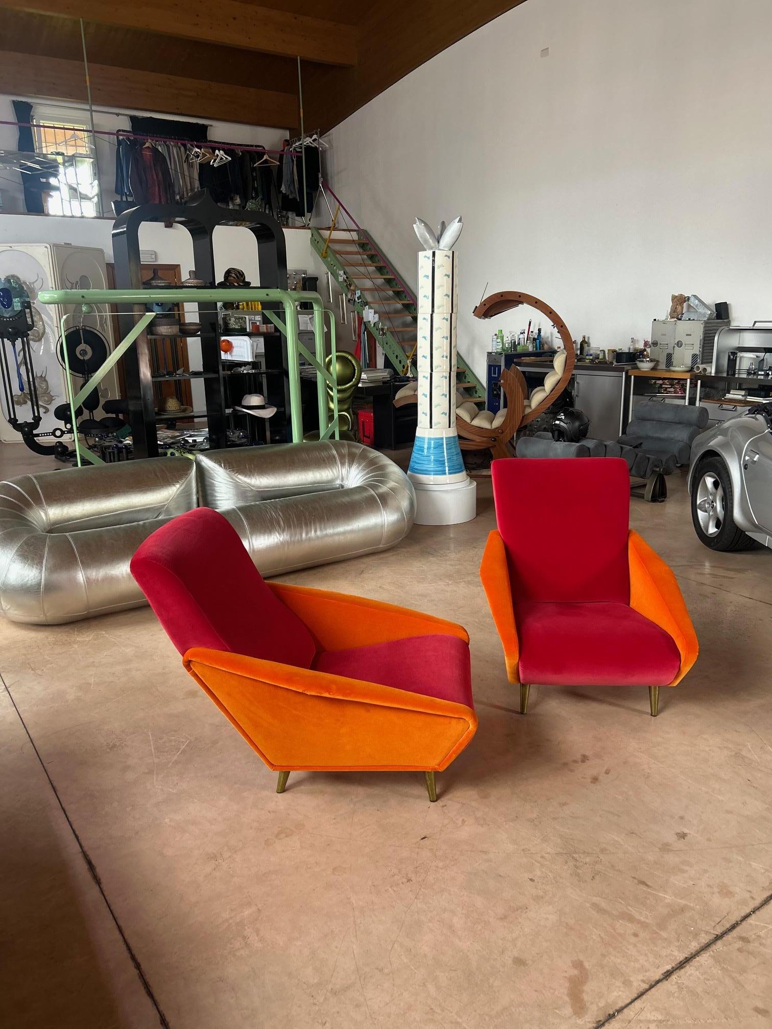 Gio Pionti 807 Distex armchairs Lelievre Paris velvet in vendita 2