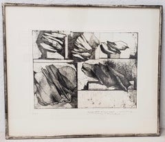 Gravure abstraite noire et blanche signée par Gio Pomodoro, vers 1963