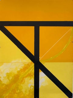 Square Against Light, Italian Modernist Lithograph Gio Pomodoro Yellow, Orange