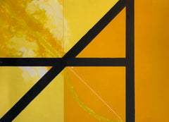 Square Against Light, Italian Modernist Lithograph Gio Pomodoro Yellow, Orange