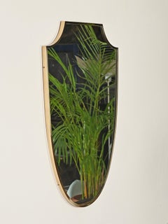 Gio Pont Large Italian Solid Brass Organic Mirror, Italy 1950s