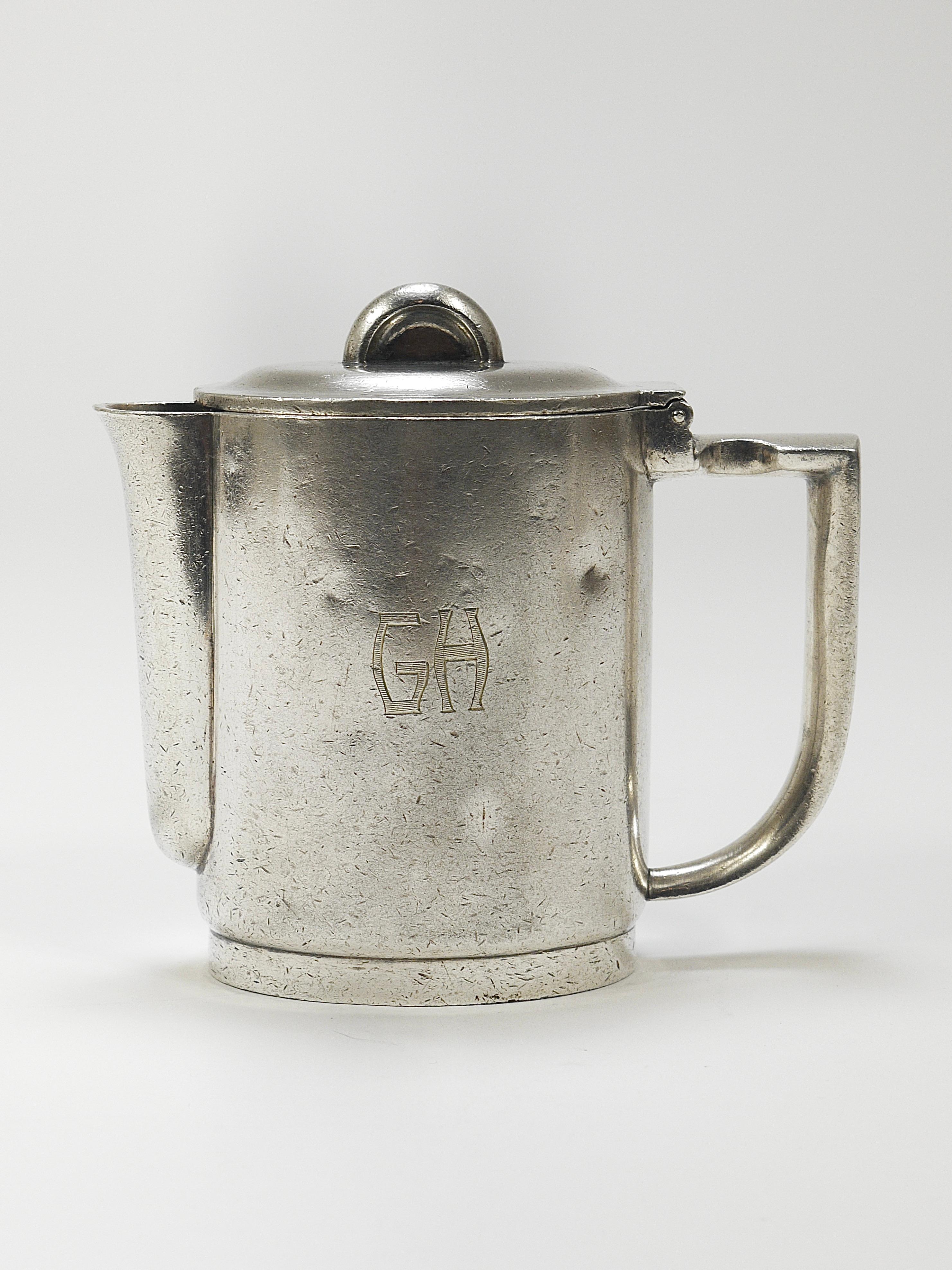 Gio Ponti 1930s Krupp Silver Teapot Coffeepot, Jug, Creamer, Sugar Tongs, Ladle For Sale 5