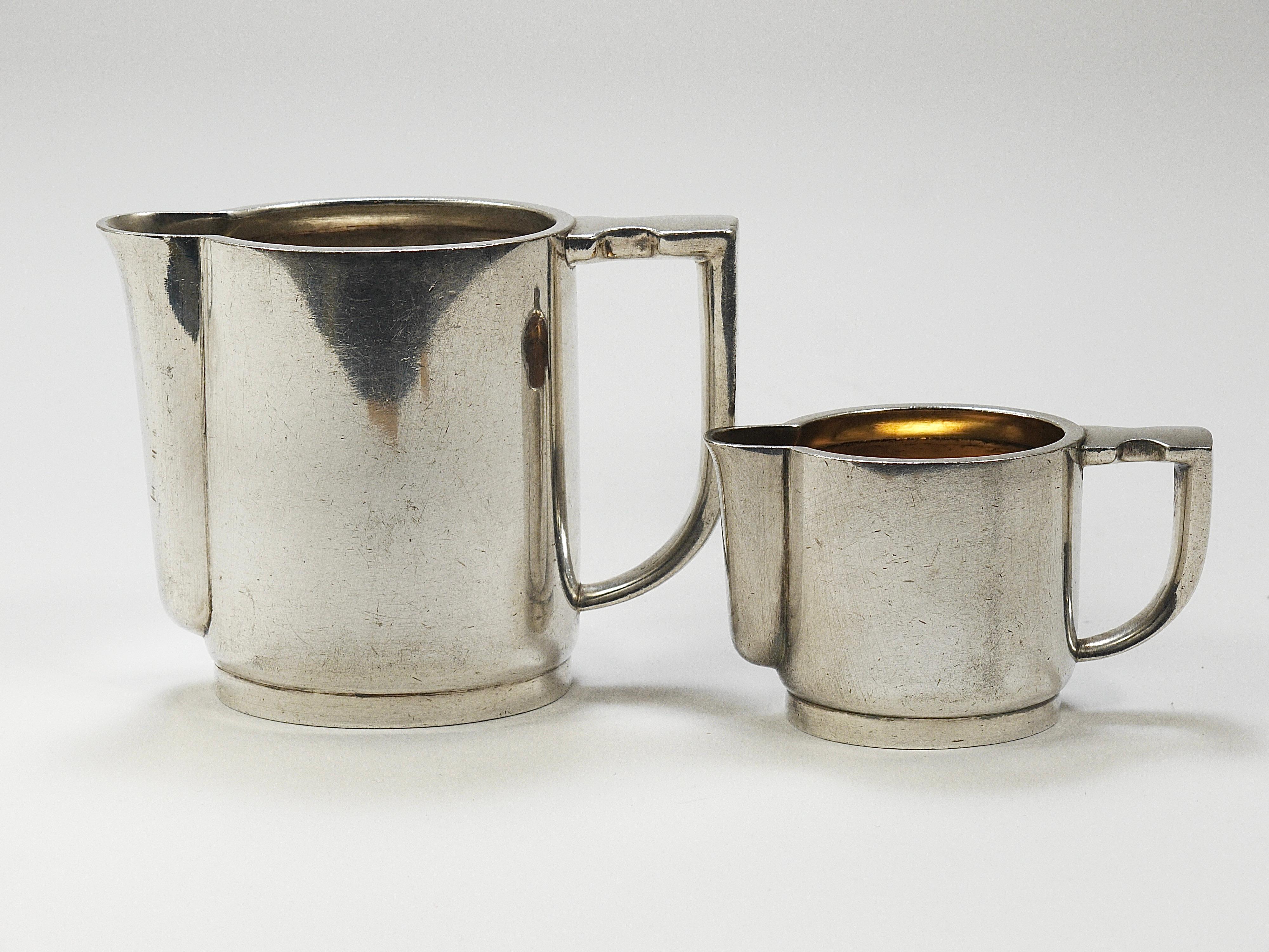 Gio Ponti 1930s Krupp Silver Teapot Coffeepot, Jug, Creamer, Sugar Tongs, Ladle For Sale 1