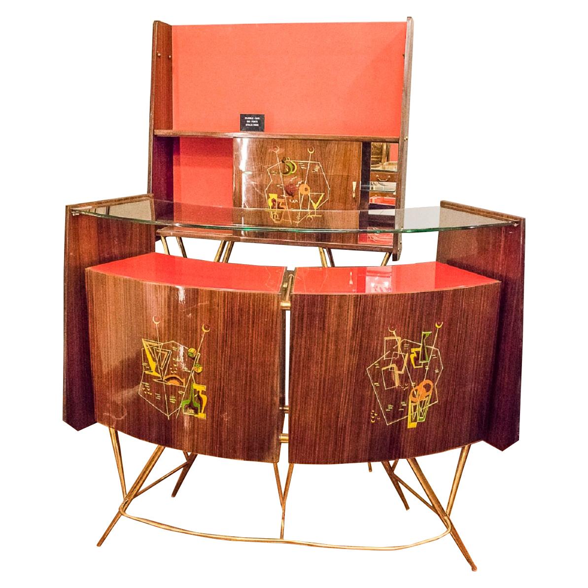 Ico Parisi Style Italian Bar Cabinet and Display Case