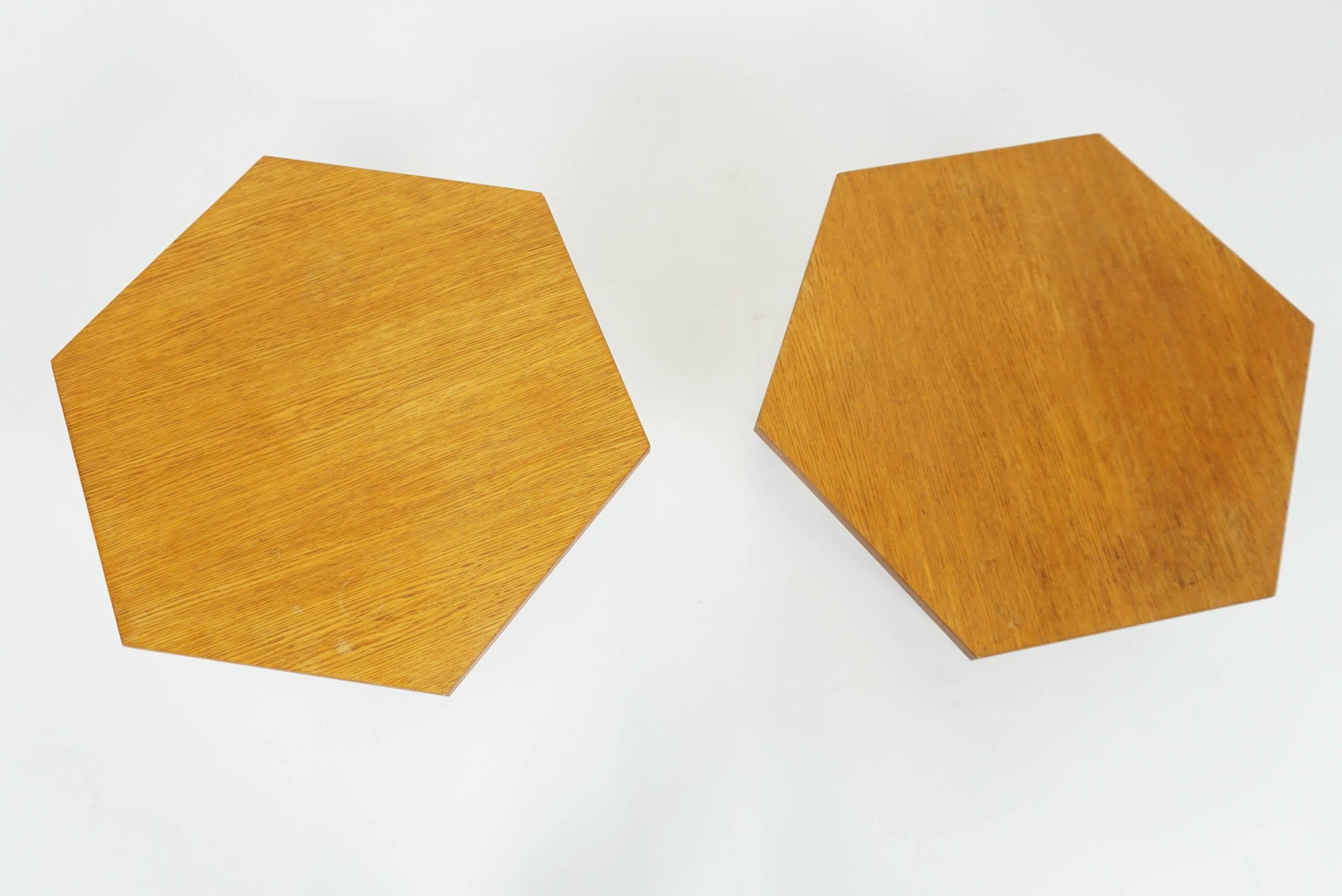 Mid-Century Modern Gio Ponti 1955 ISA Hexagonal Modular Coffee Tables in Ash and Metal