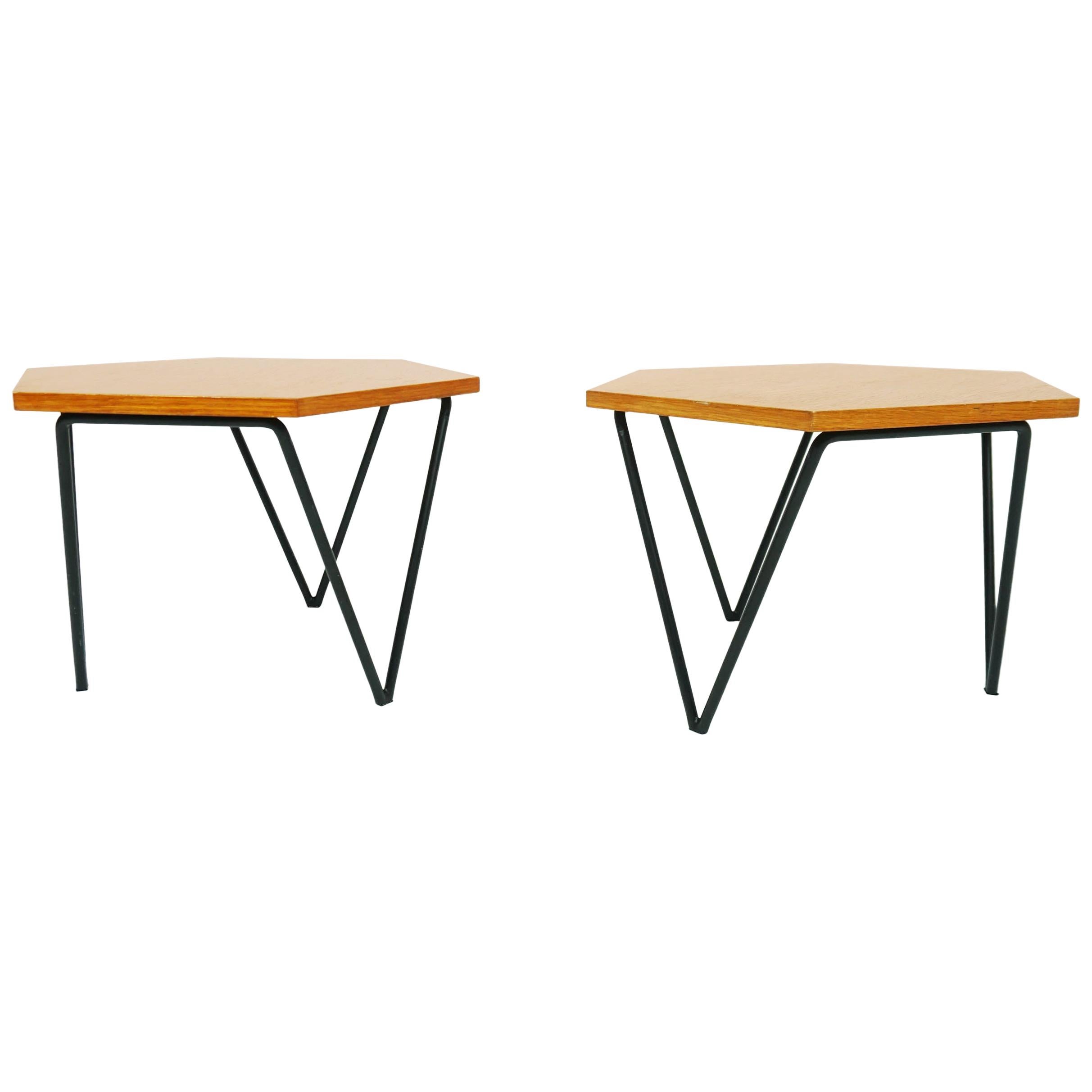 Gio Ponti 1955 ISA Hexagonal Modular Coffee Tables in Ash and Metal