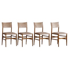 Gio Ponti 646 "Leggera" Chairs for Cassina, Sand Beige Velvet, 1952, Set of 4