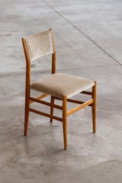 Gio Ponti 646 "Leggera" Dining Chair for Cassina, Sand Beige Velvet, 1952