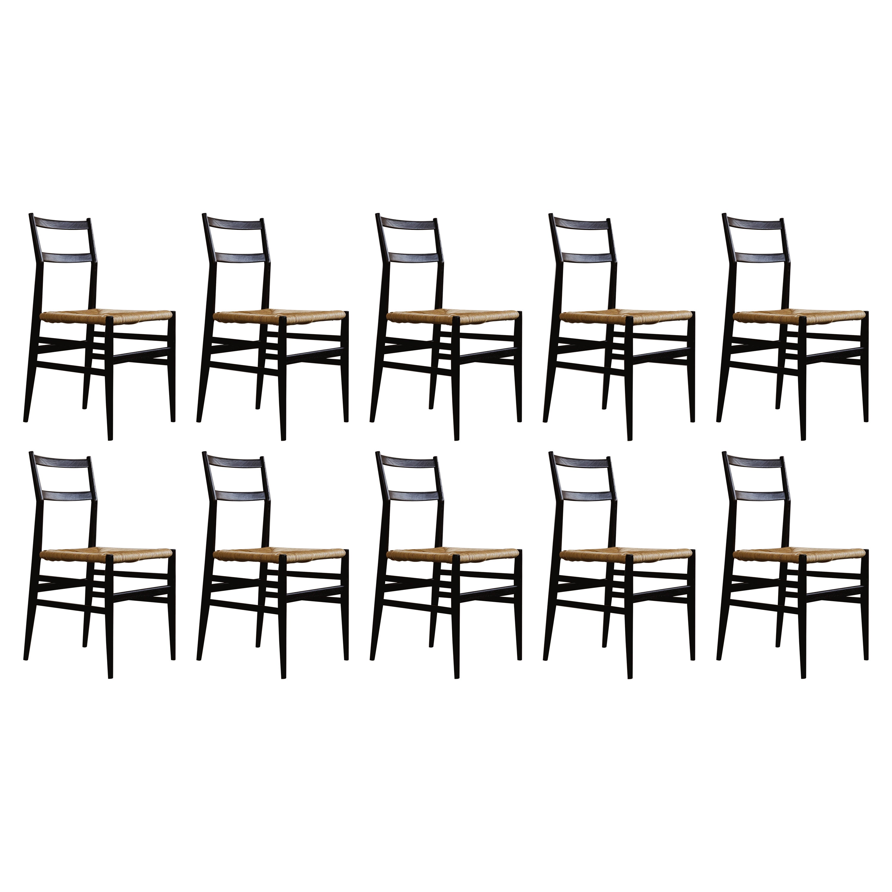 Gio Ponti 646 "Leggera" per Cassina, 1952, set di 10 sedie da pranzo
