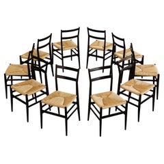 Gio Ponti 646 "Leggera" per Cassina, 1952, set di 10 sedie da pranzo
