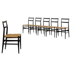 Gio Ponti 646 "Leggera" Dining Chairs for Cassina, 1952, Set of 6